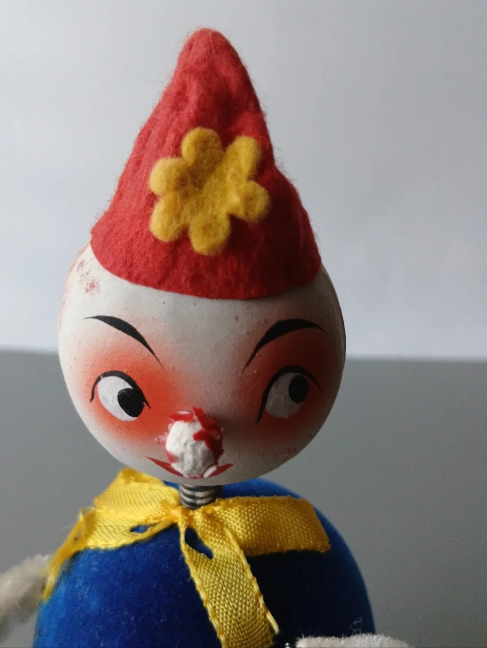 Vintage Paper Mache Snowman Candy Container Bobble Head Western Germany.
